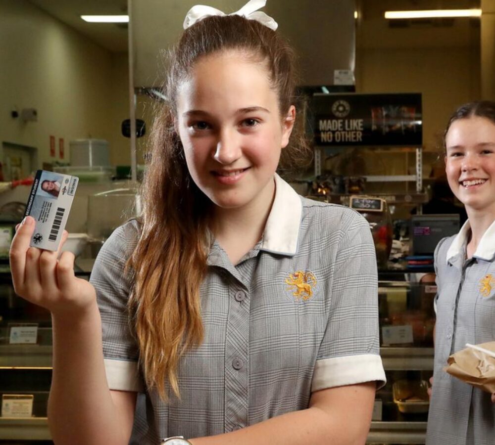High school learner with student card